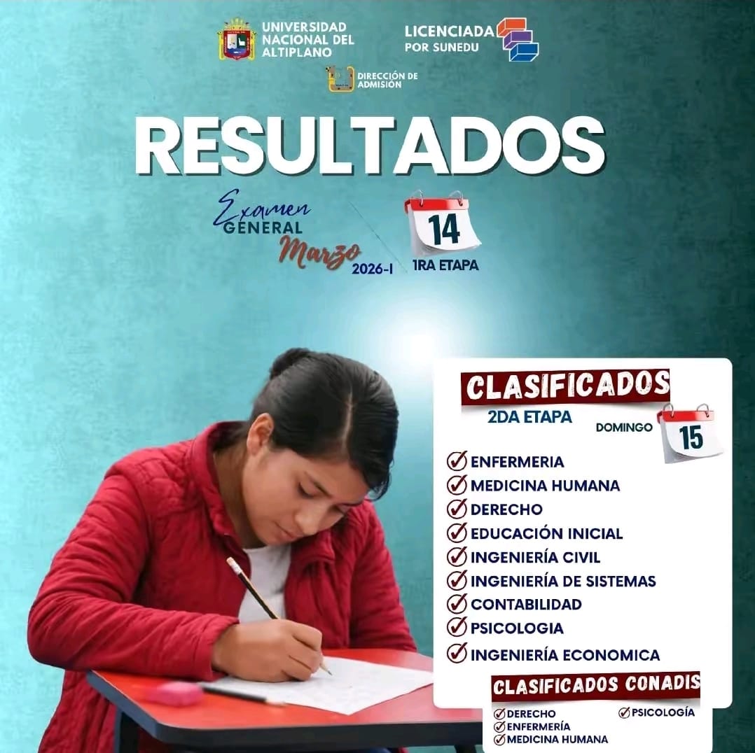 Ingresantes EXAMEN GENERAL 2026 - I sábado 14 de marzo